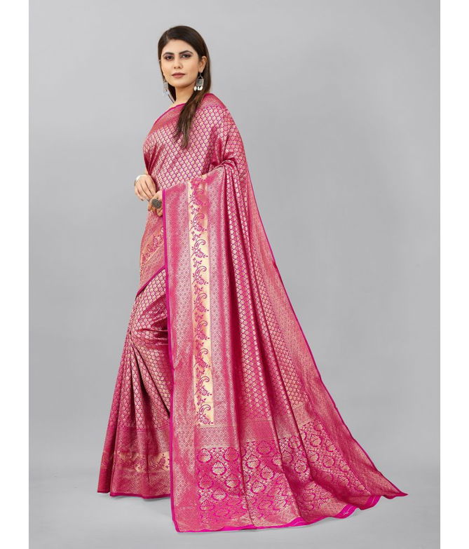 MF 44 Pink Designer Soft Lichi Silk Sarees Wholesale Clothing Distributor In India